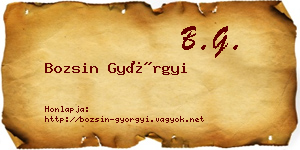Bozsin Györgyi névjegykártya